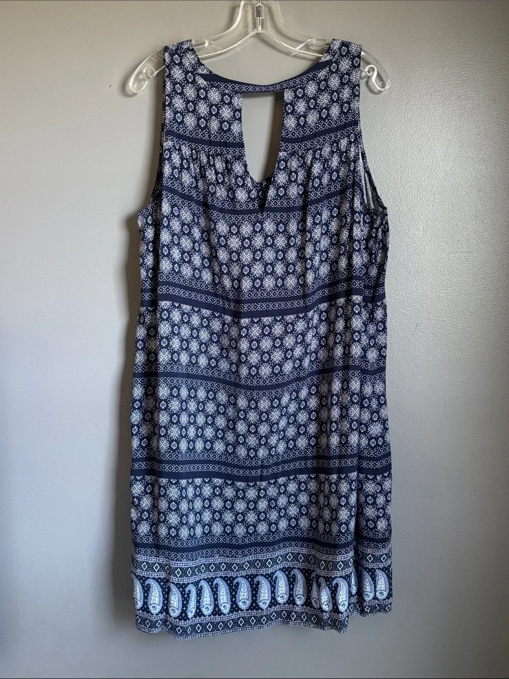 Old Navy Navy and White Sleeveless Paisley Midi Dress sz XL